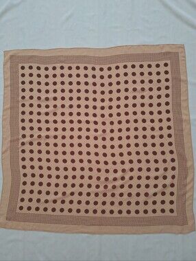Women’s Polka Dot Square Scarf in Beige and Brown